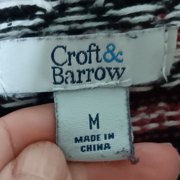 Croft & Barrow V-neck pullover Sweater Ribbed Colorful Striped, size M - Picture 3 of 5